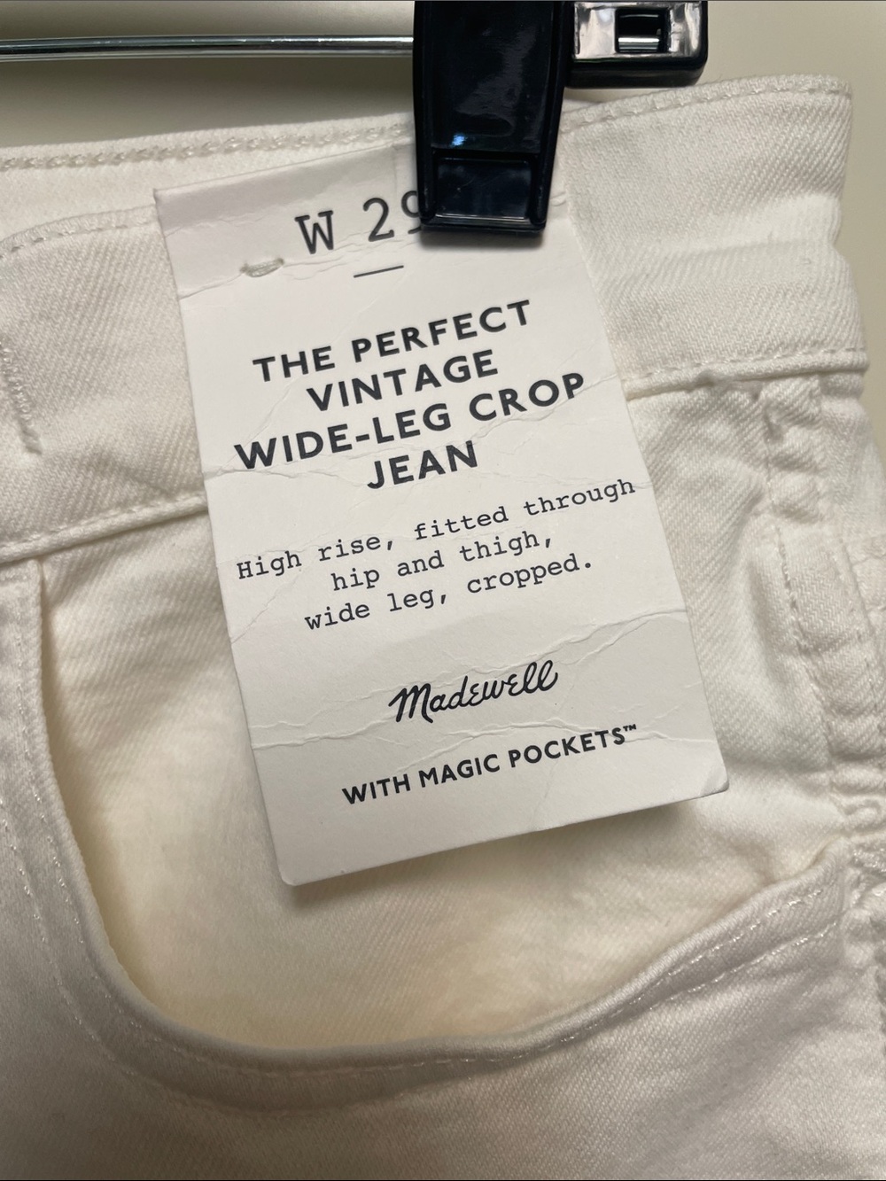 Madewell Perfect Vintage Wide-Leg Crop Jeans Tile White - Picture 2 of 8